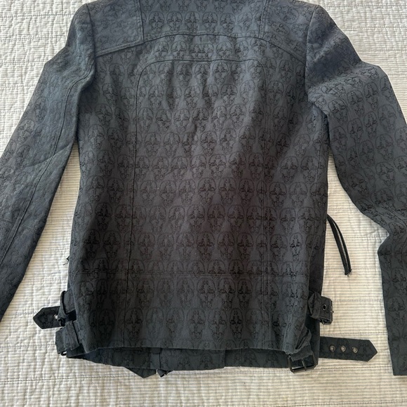 Thomas Wylde Cotton Motorcycle Style Jacket With All Over Skull Design Sz S - Picture 6 of 11